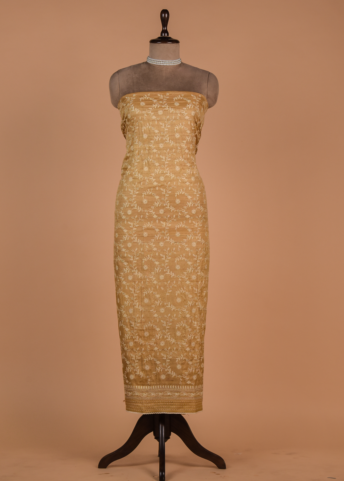 Yellow Tussar Dress Material