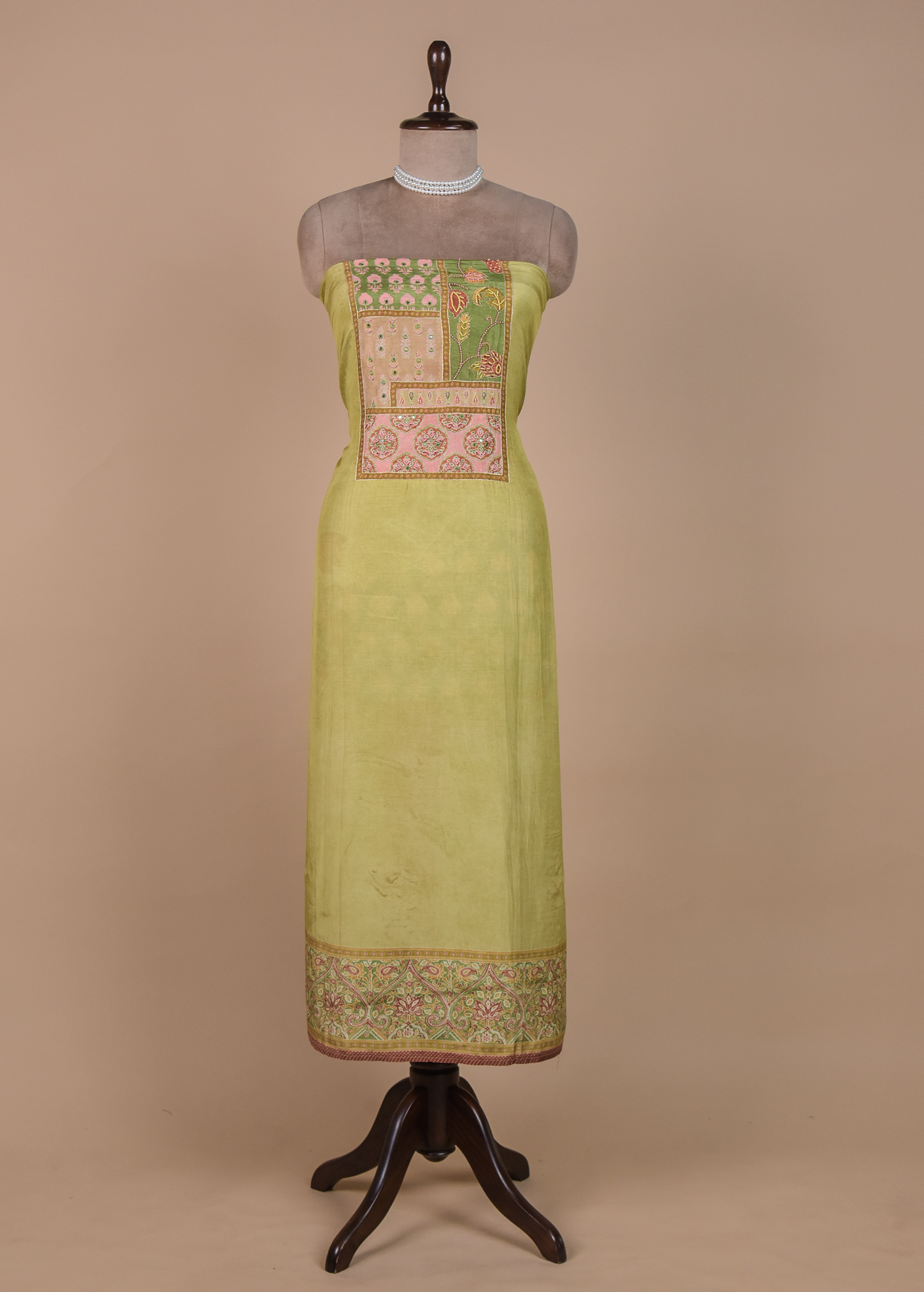 Green Crepe Dress Material