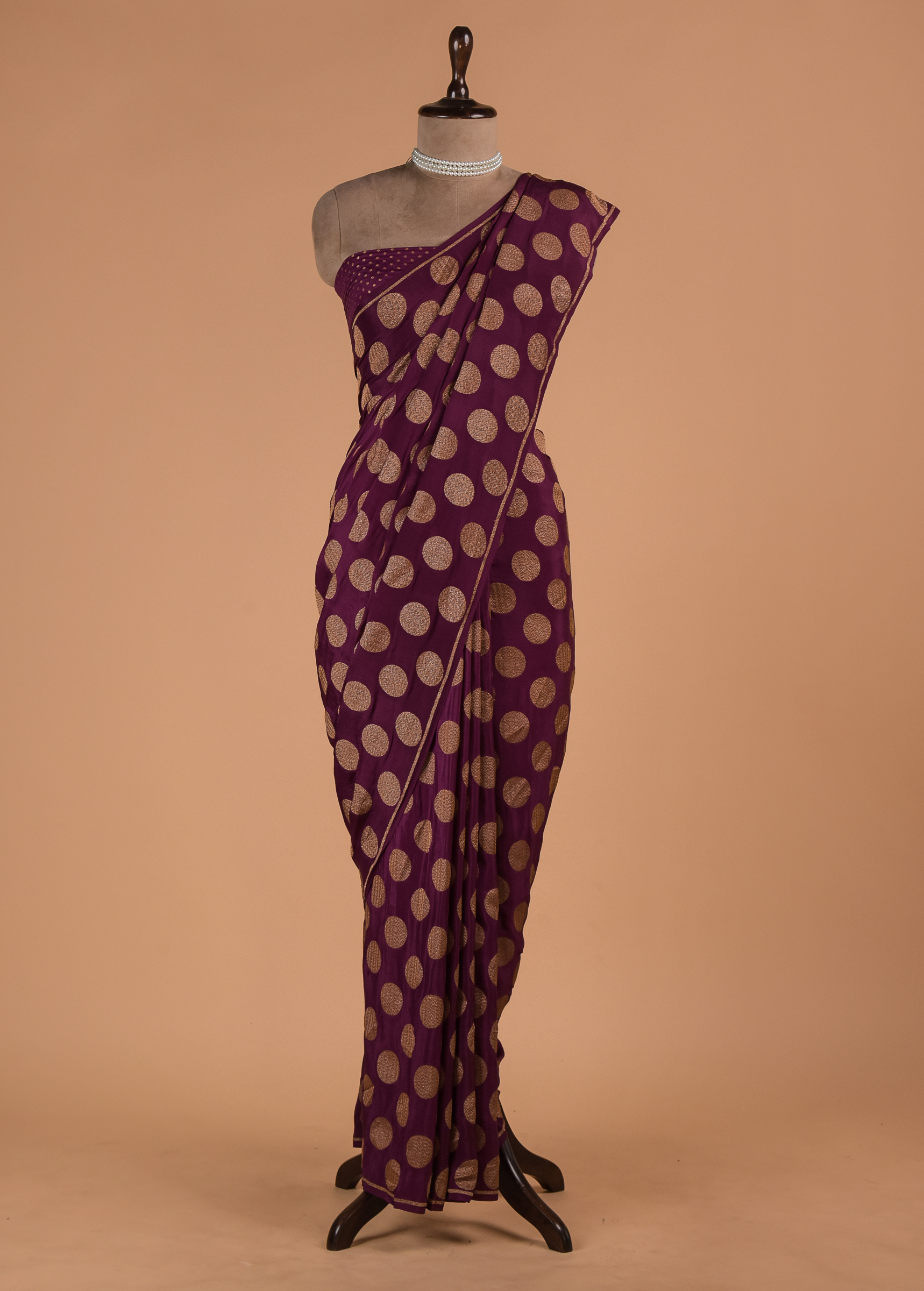 Purple Banarasi Handwoven Crepe Silk Saree