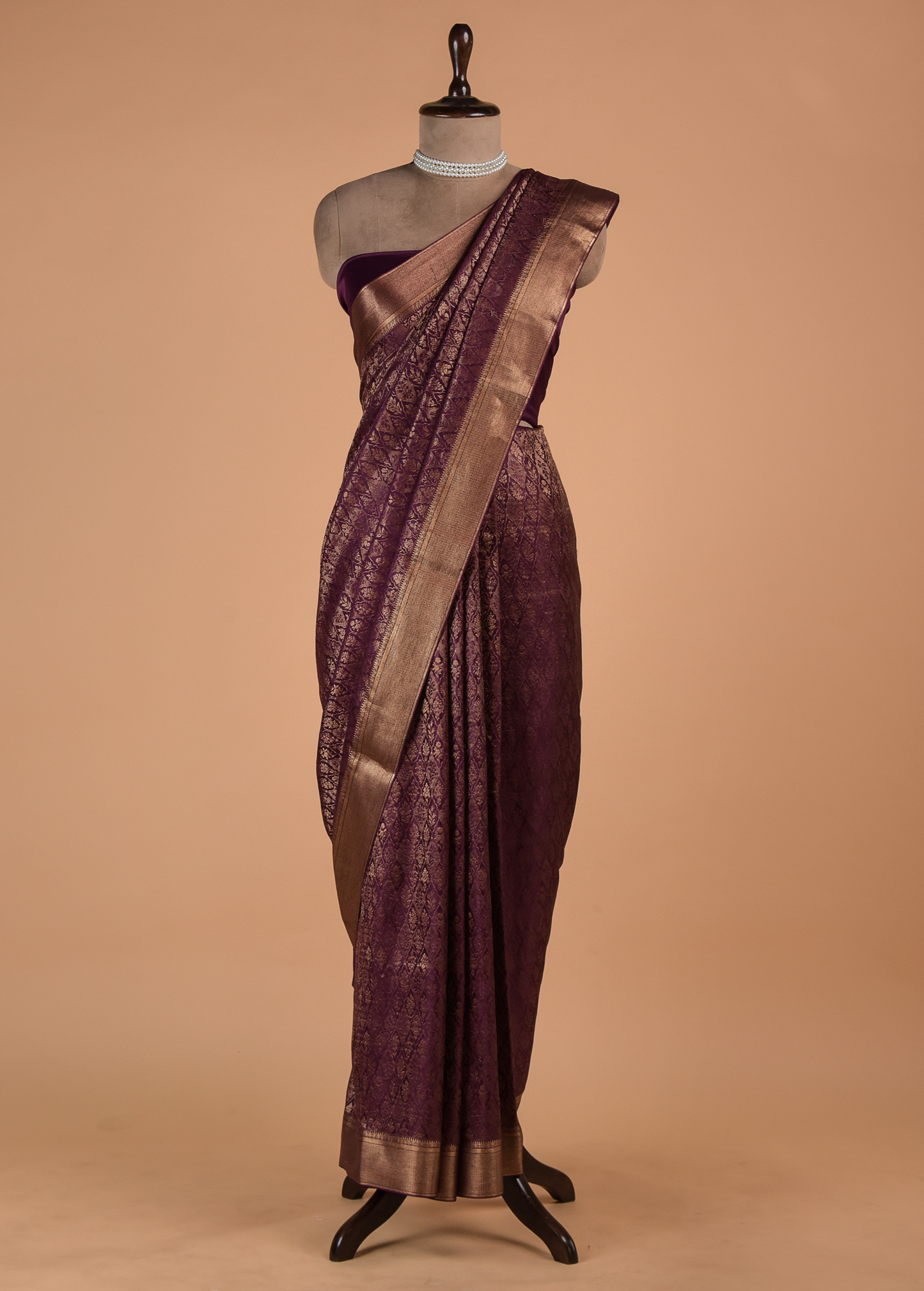 Purple Crepe Banarasi Saree