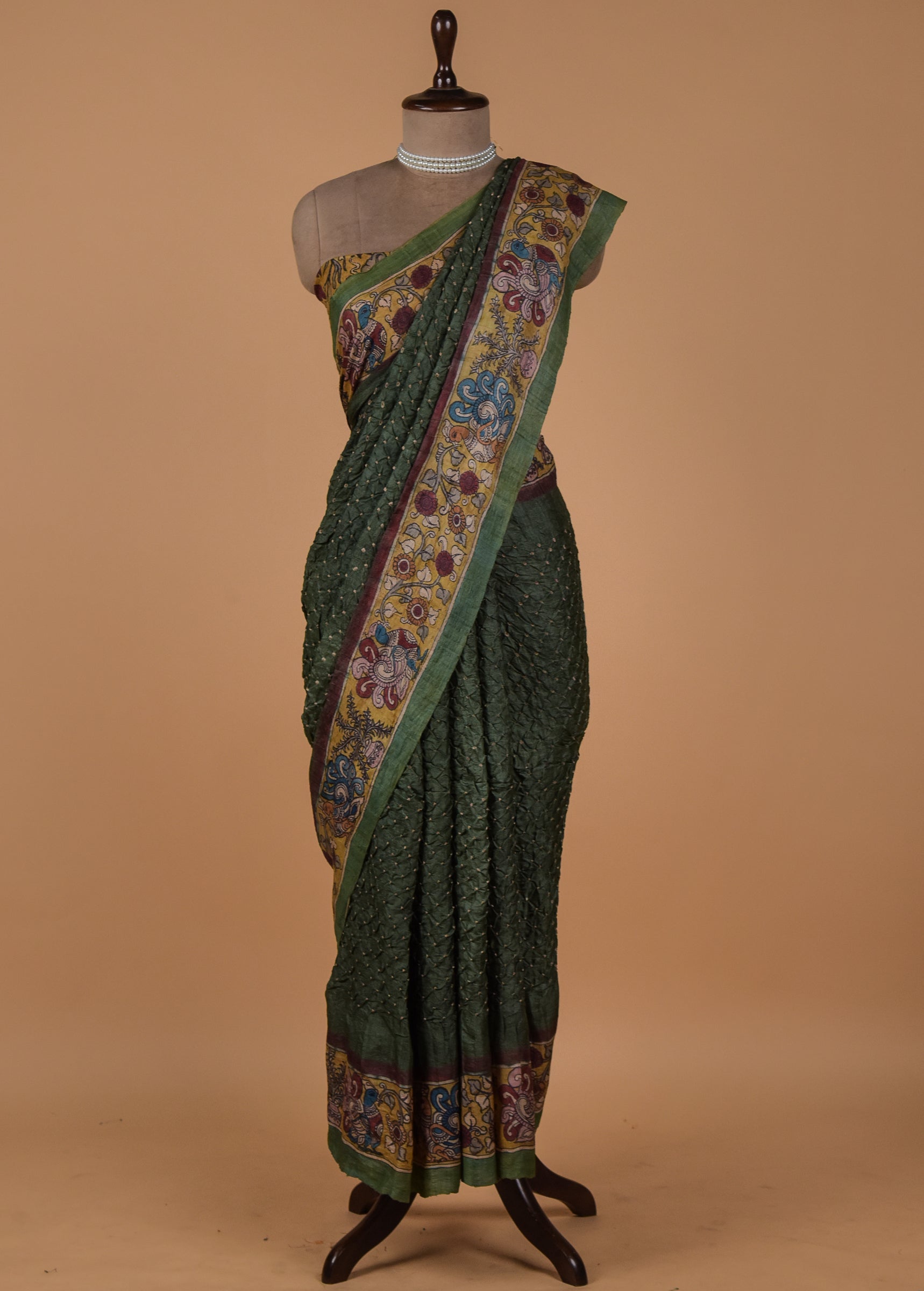 Green Tussar Printed Saree