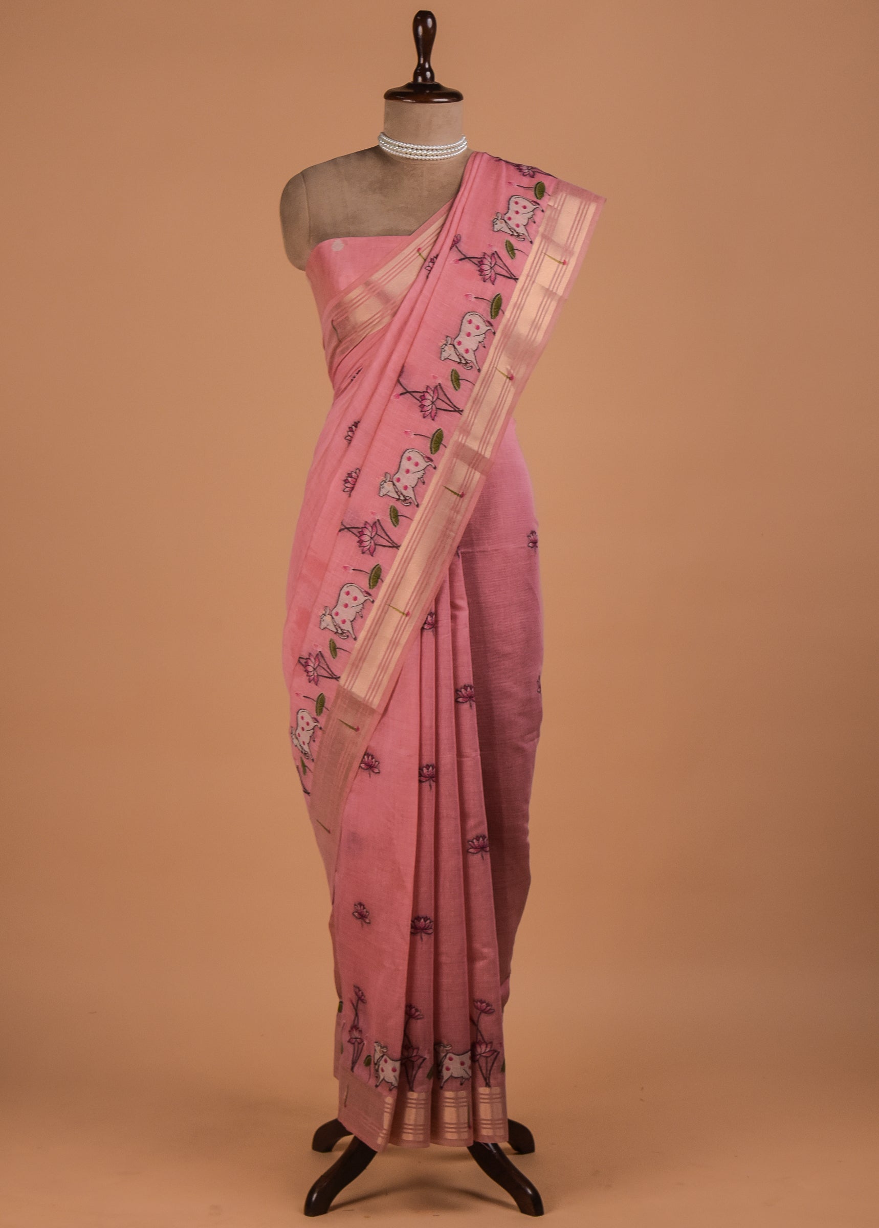 Pink Cotton Banarasi Saree