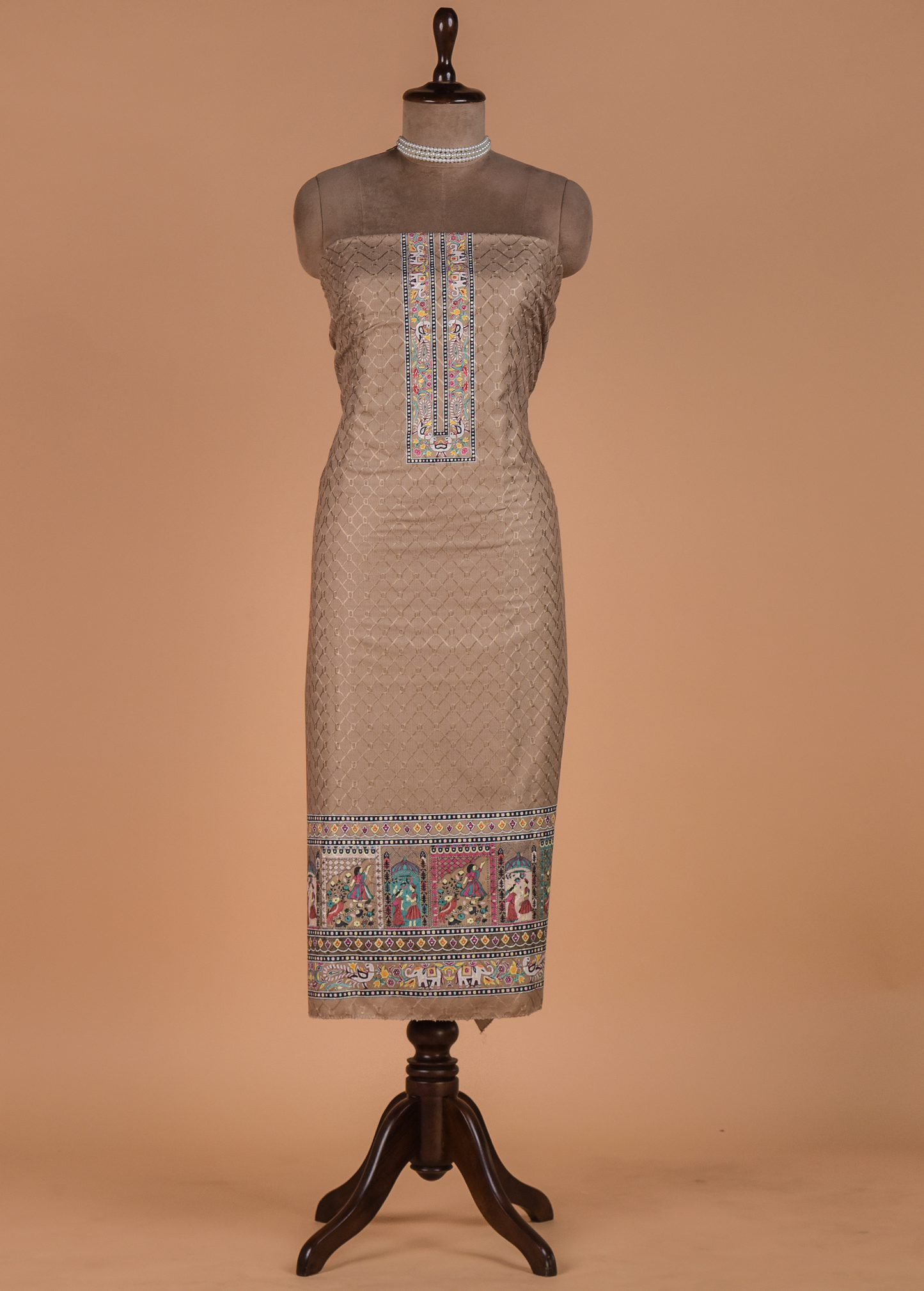 Beige Pashmina Dress Material