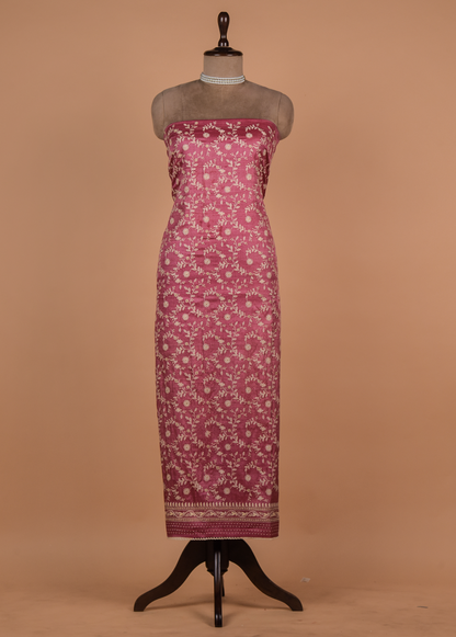 Pink Tussar Dress Material