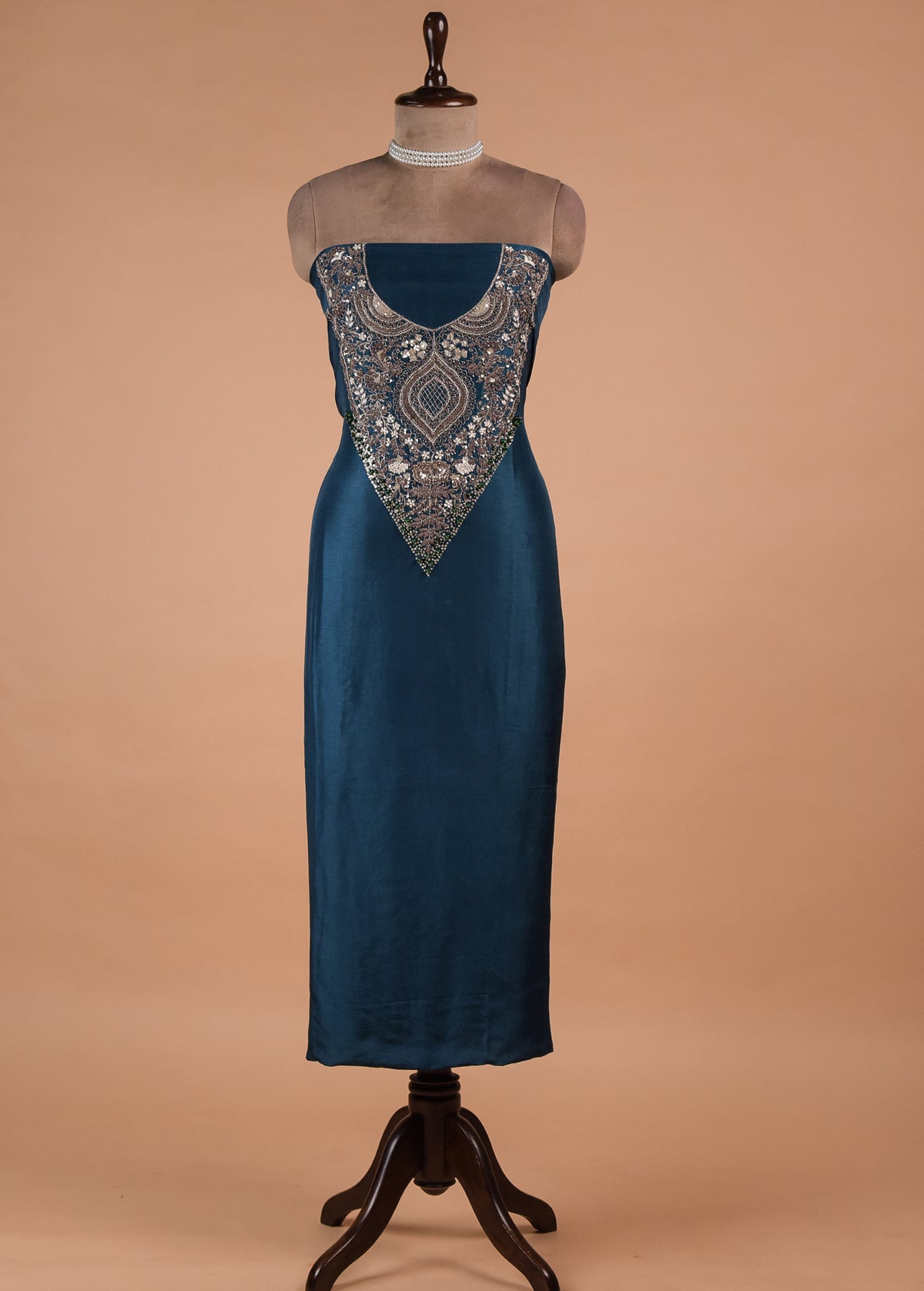Blue Chinia Silk Dress Material