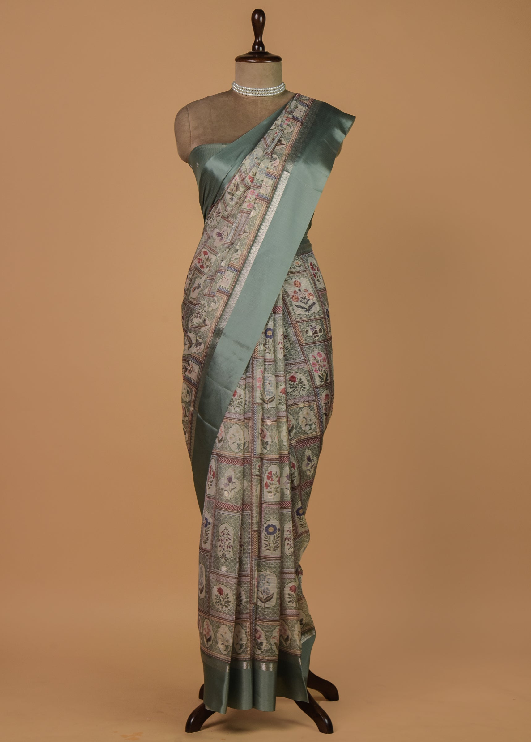 Green Silk Kota Printed Saree