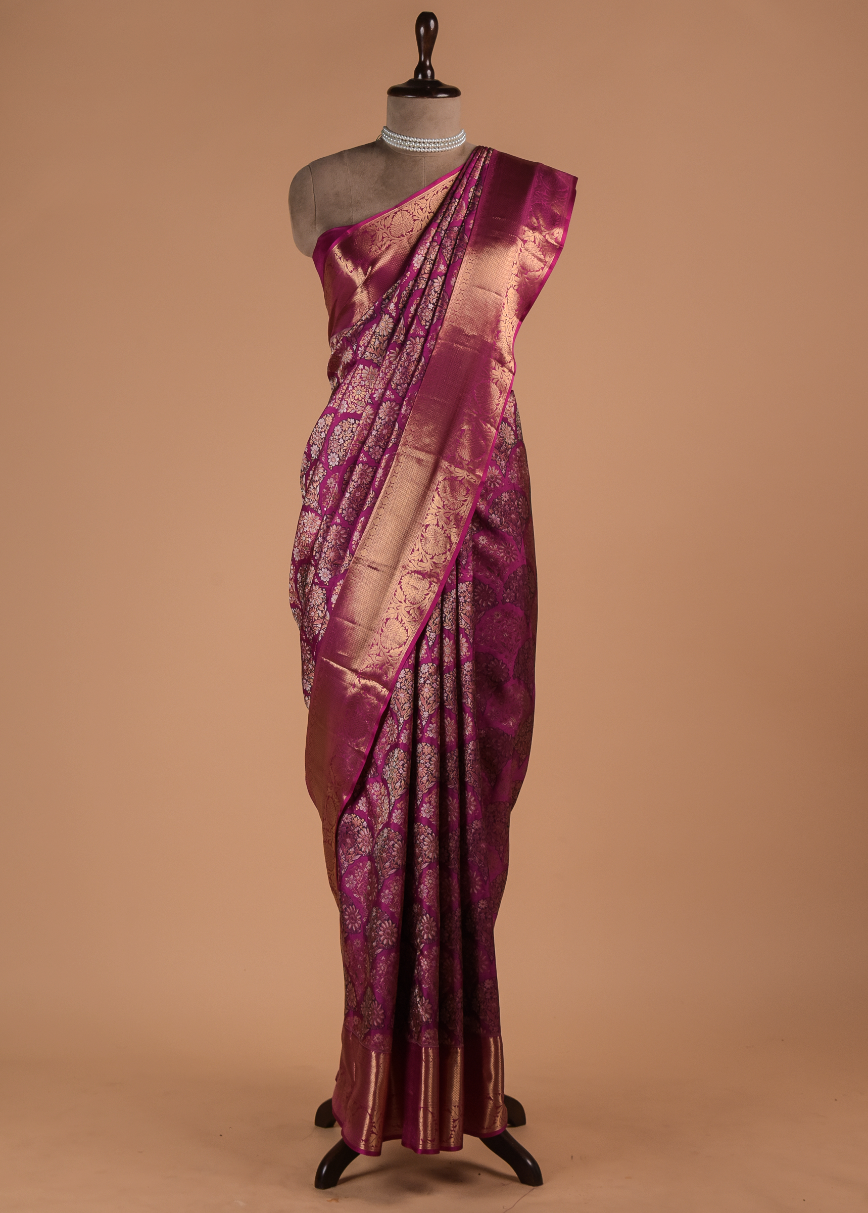Purple Kanjeevaram Handwoven Silk Saree | Greenways