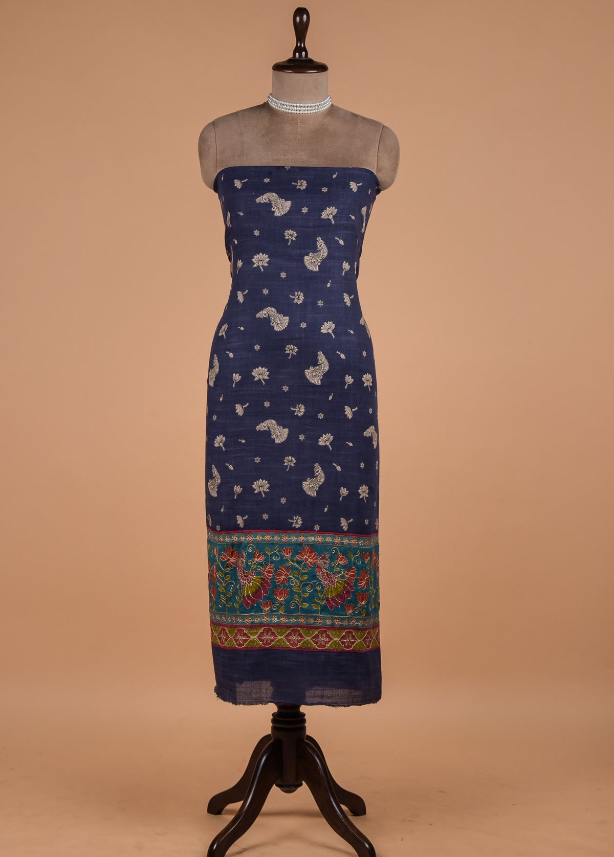 Blue Crepe Dress Material
