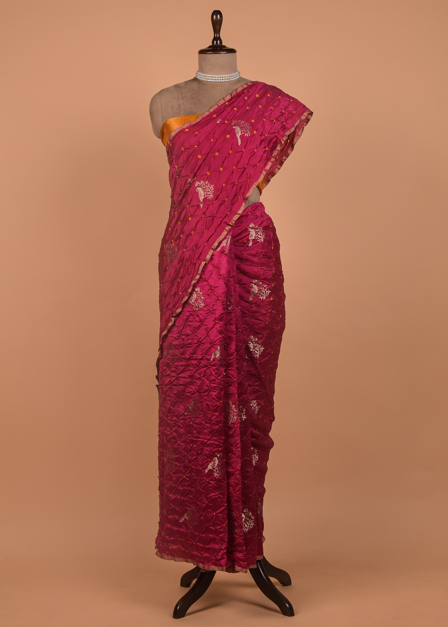 Pink Gajji Silk Bandhani Saree