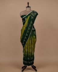 Green Gajji Silk Bandhani Saree