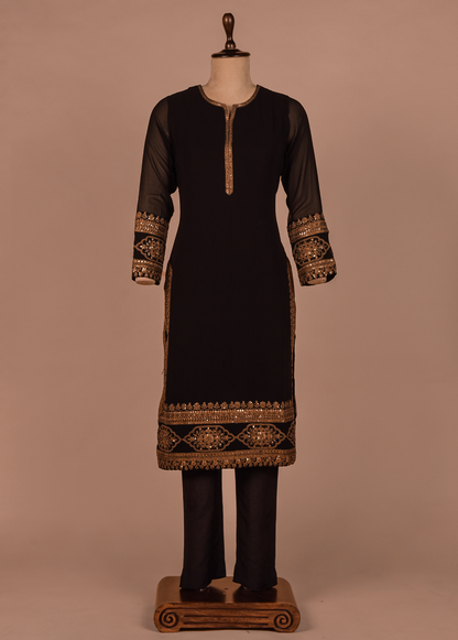 Black Georgette Straight Set