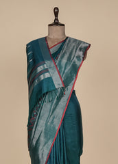 Blue Crepe Silk Kanjeevaram Saree