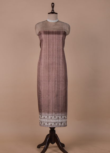 Beige Cotton Tussar Dress Material