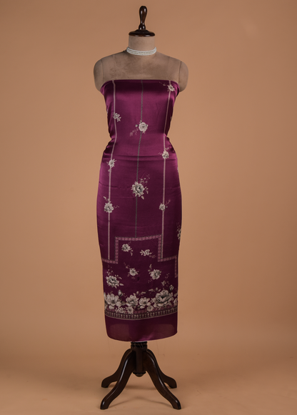 Purple Satin Dress Material