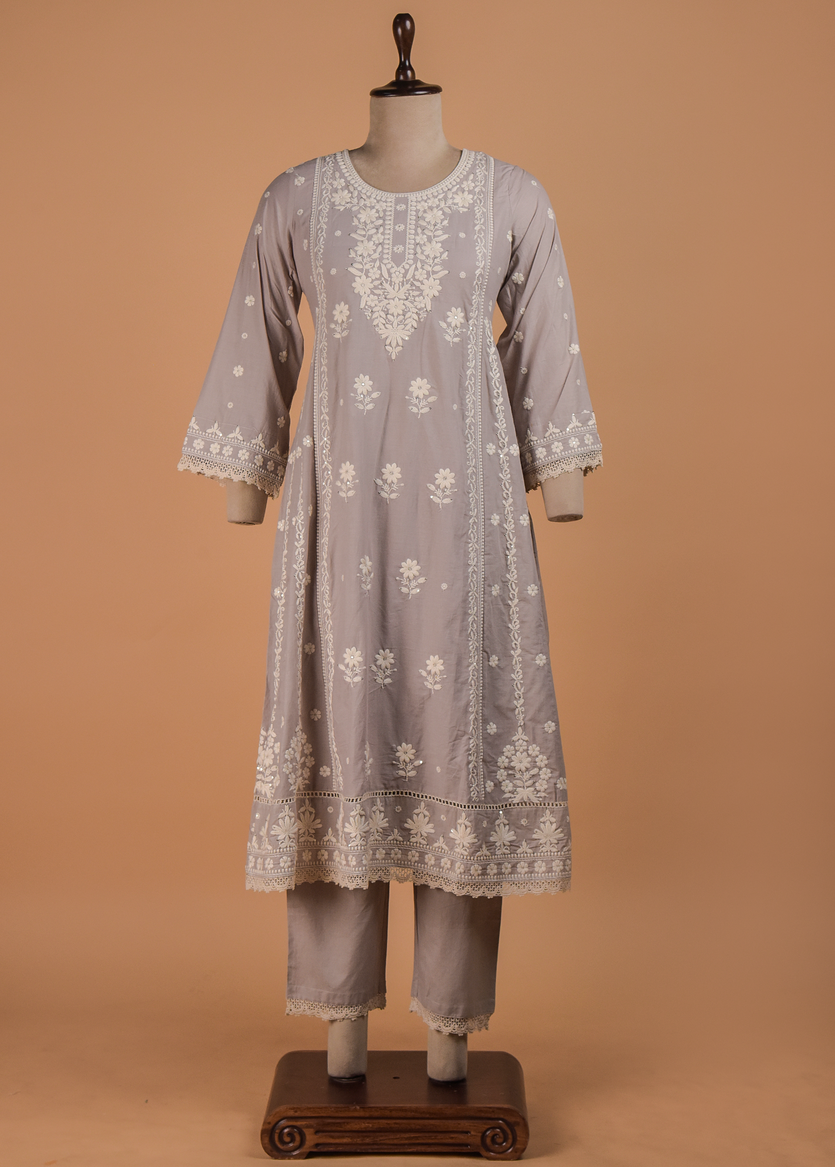 Brown Cotton A Line Set