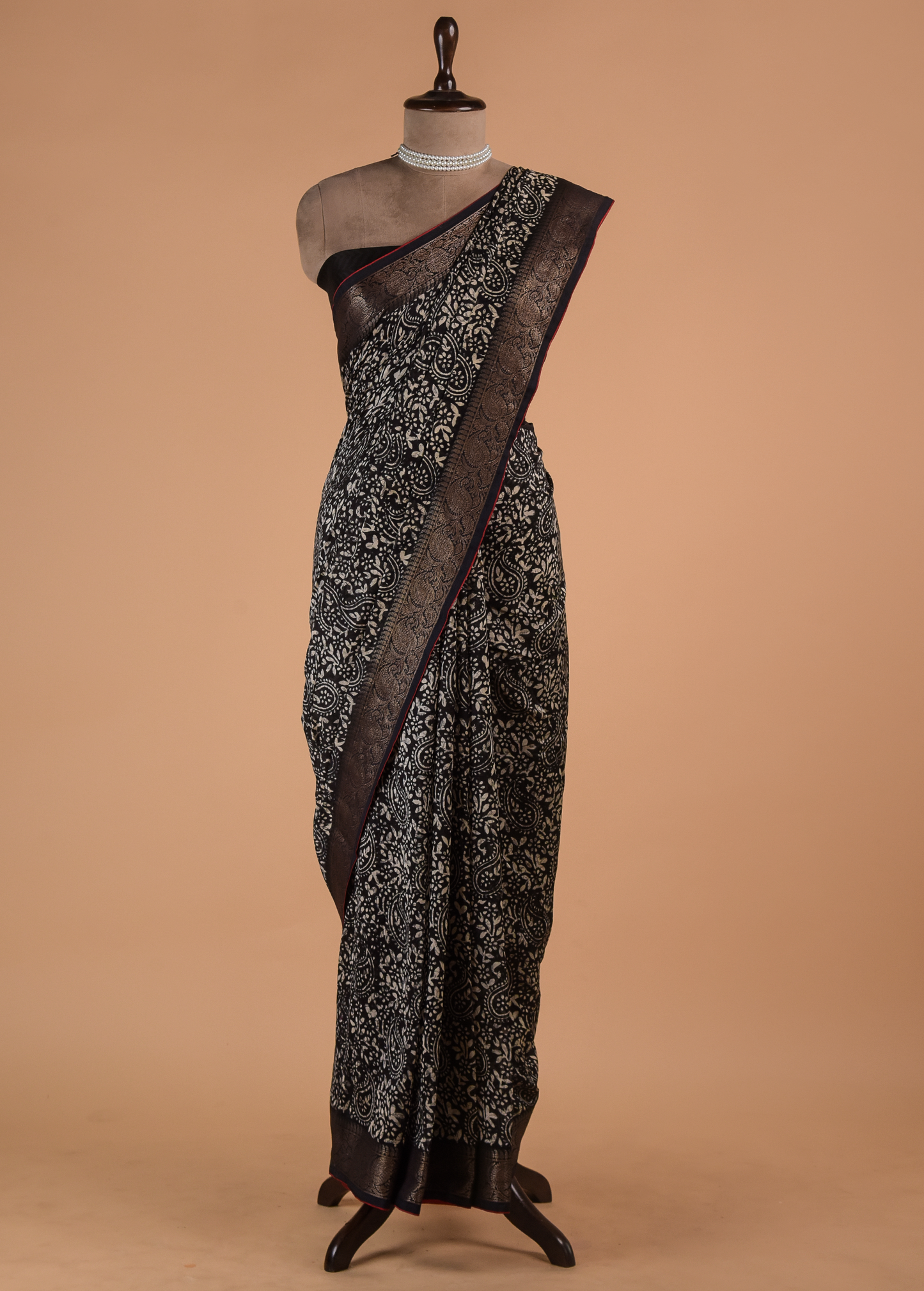 Black Cotton Printed Saree