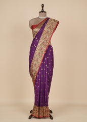 Purple Art Silk Banarasi Saree