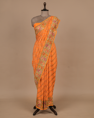 Orange Georgette Bandhani Saree