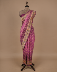 Purple Georgette Bandhani Saree