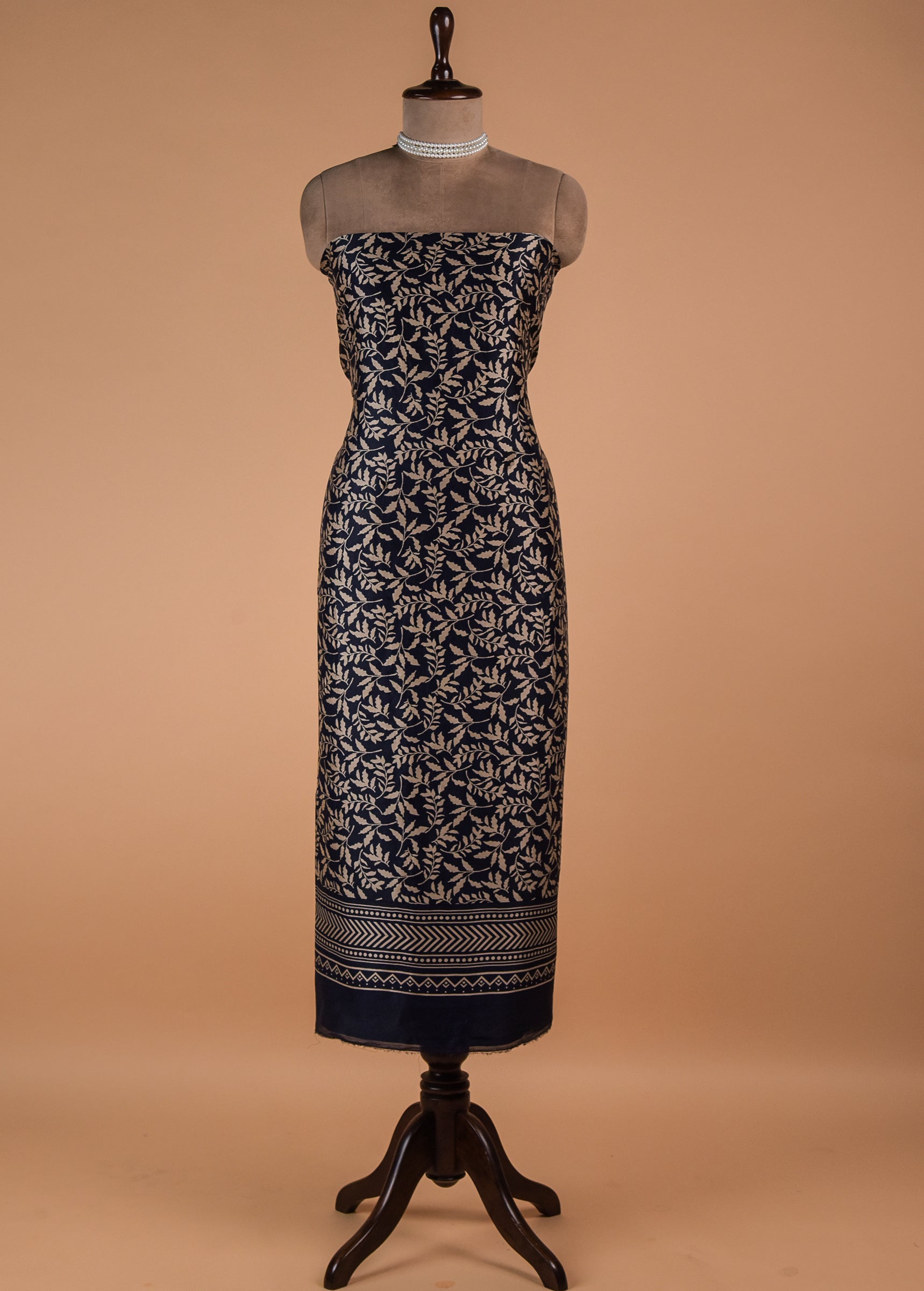 Blue Chanderi Cotton Dress Material