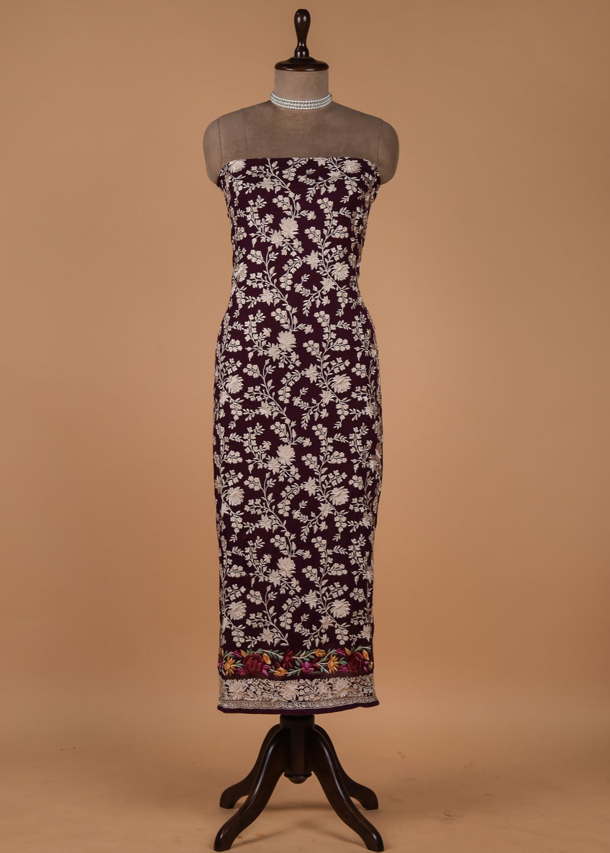 Wine Georgette Dress Material