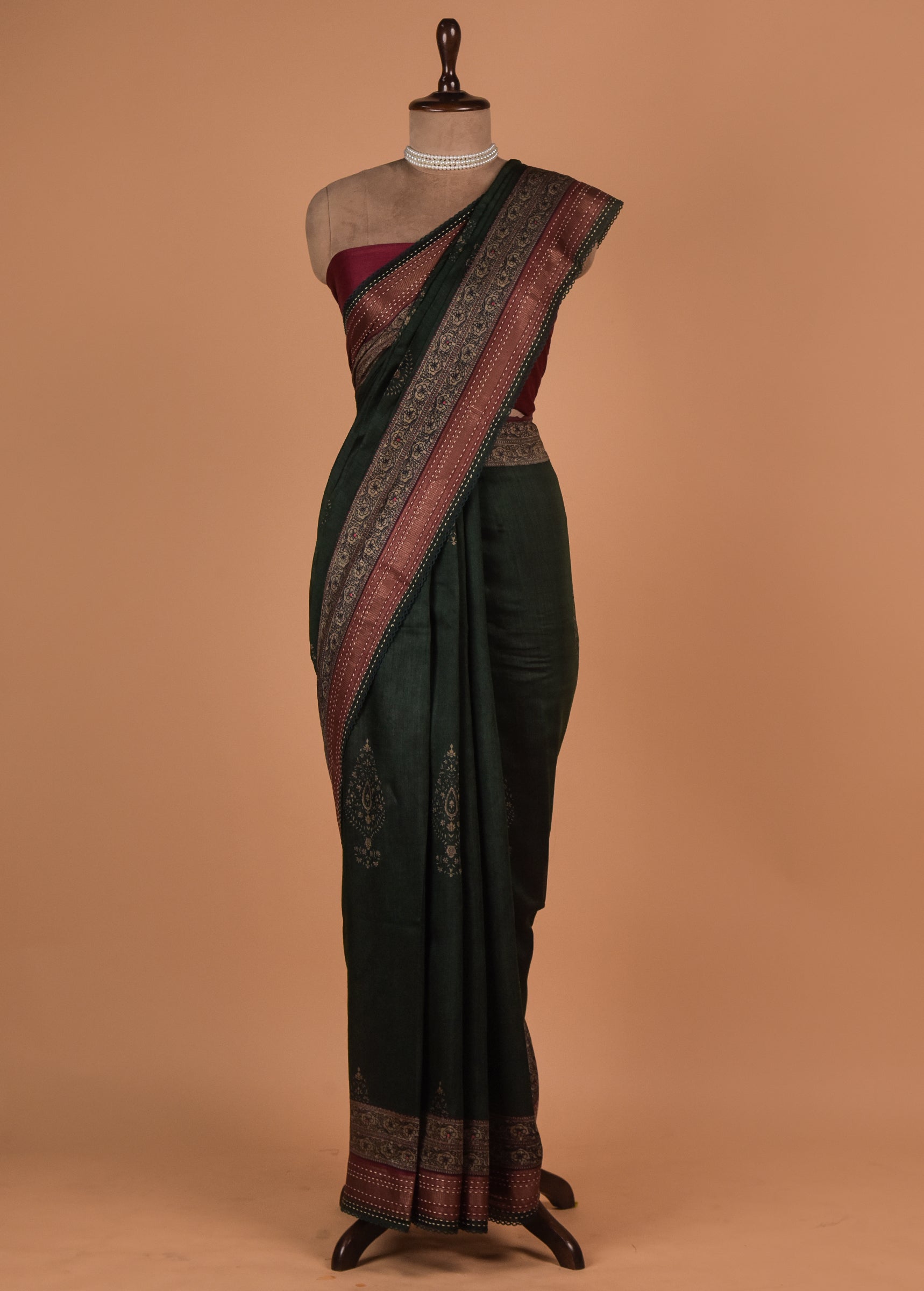 Green Tussar Printed Saree