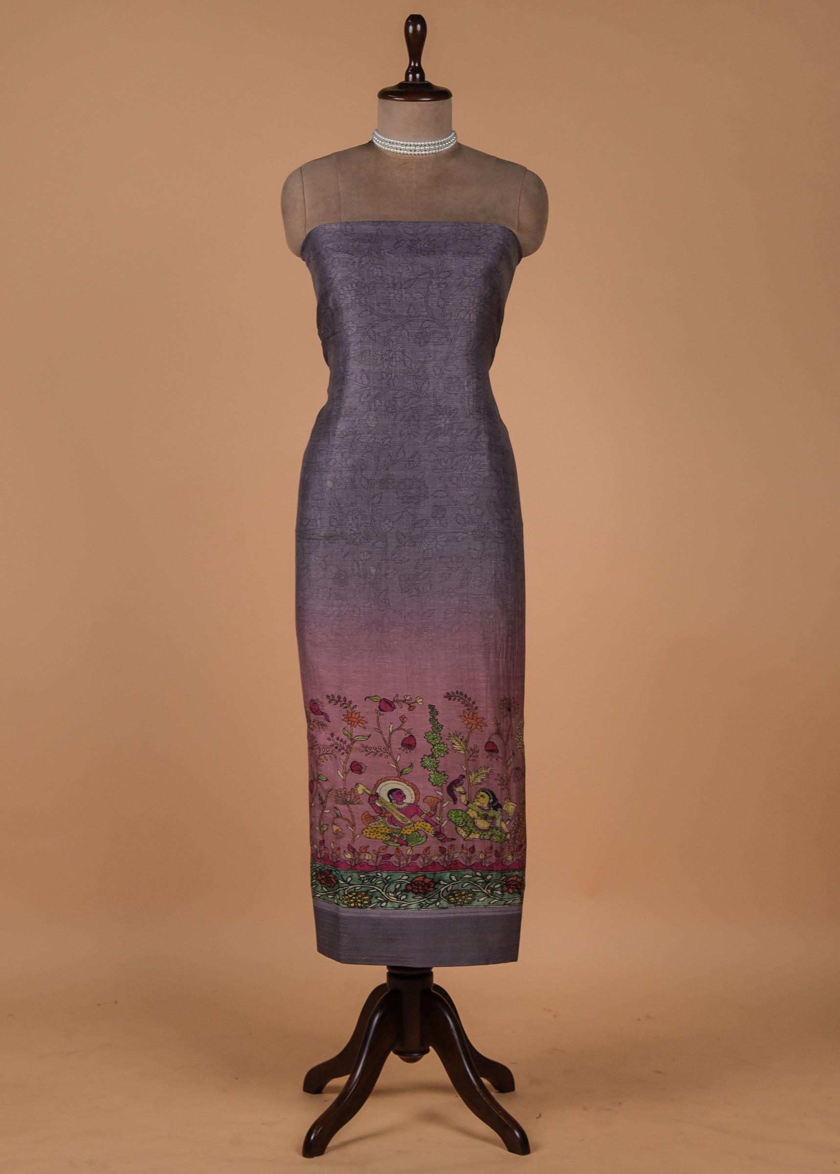 Purple Tussar Dress Material