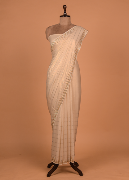 Silver Shimmer Georgette Embroidered Saree
