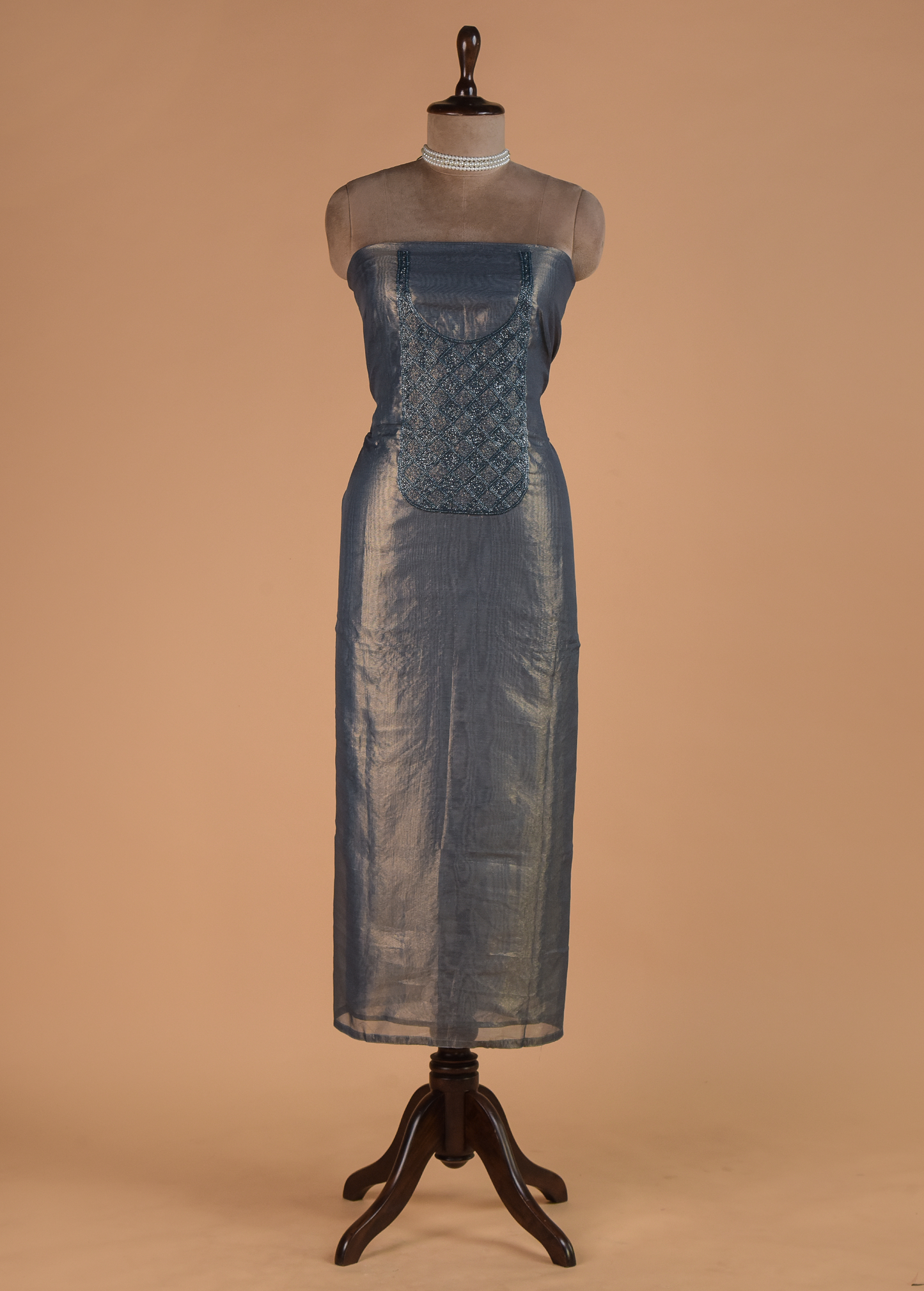 Blue Tissue Dress Material