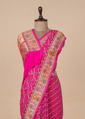 Pink Georgette Bandhani Saree