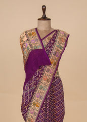 Purple Georgette Bandhani Saree