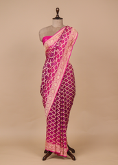 Pink Georgette Bandhani Saree