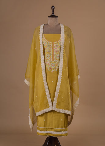 Yellow Cotton Dress Material