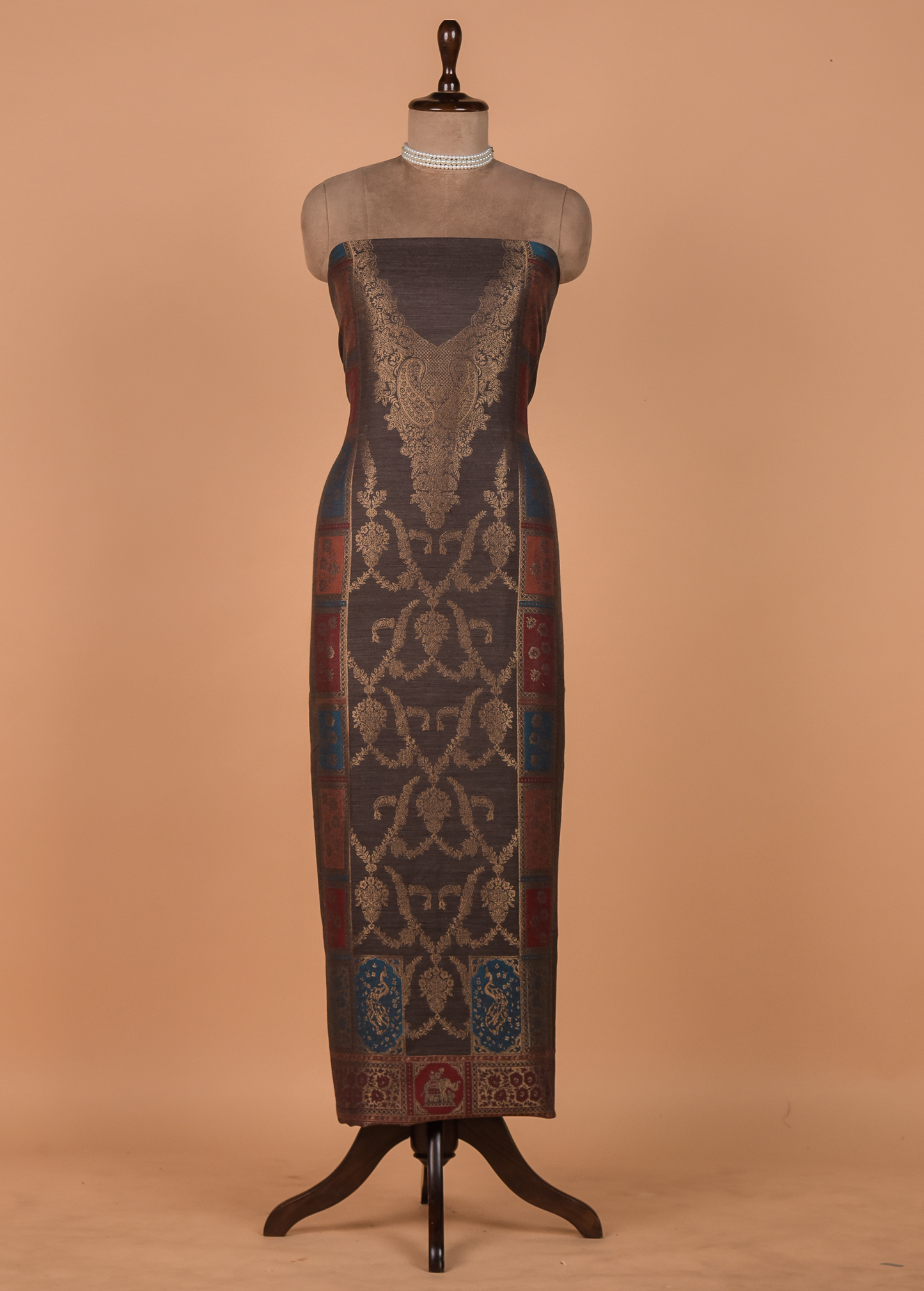 Grey Pashmina Dress Material