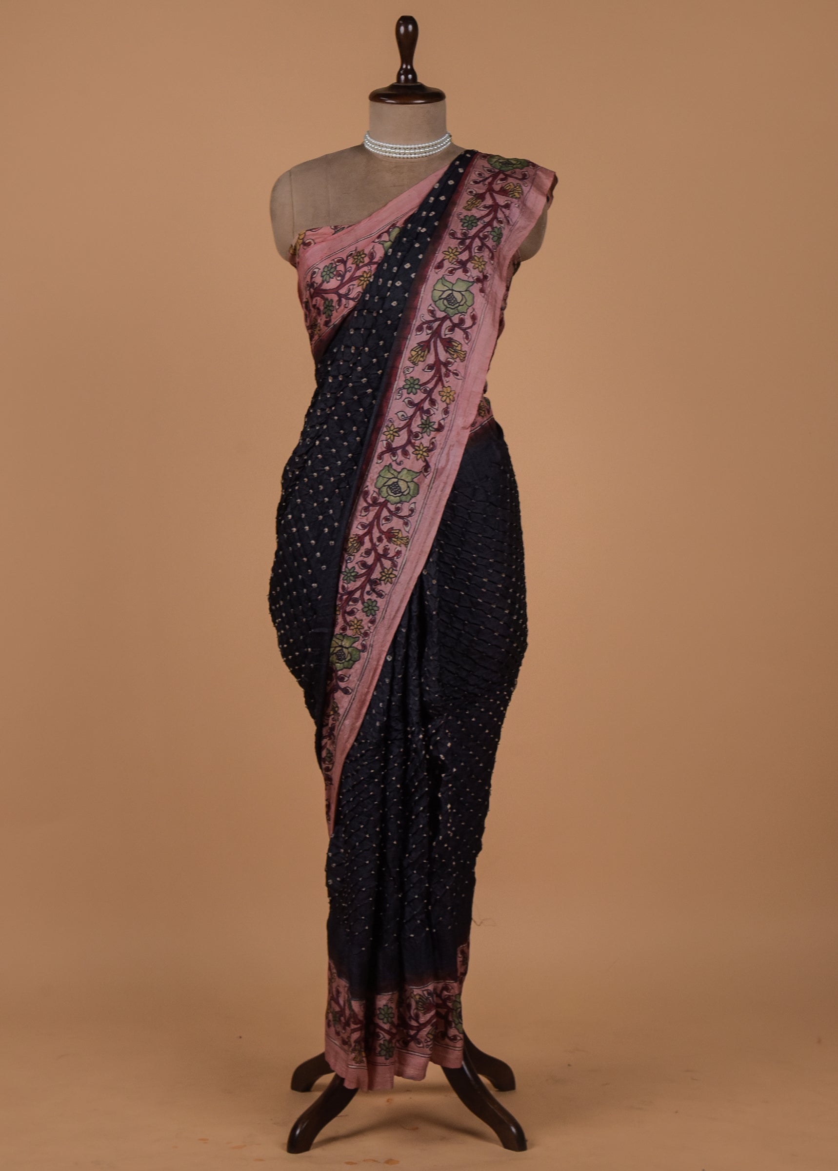 Black Tussar Printed Saree