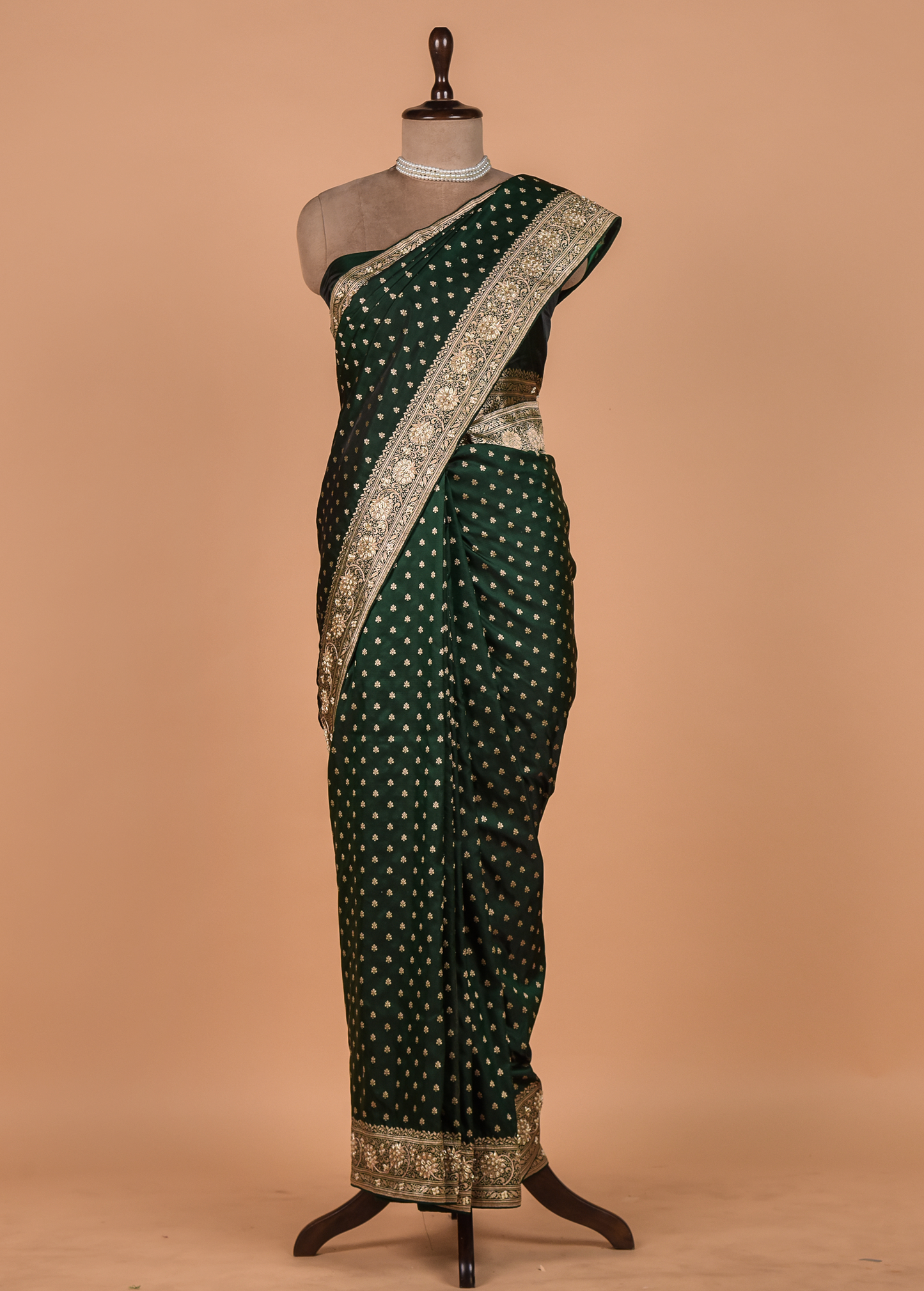 Green Crepe Silk Banarasi Saree