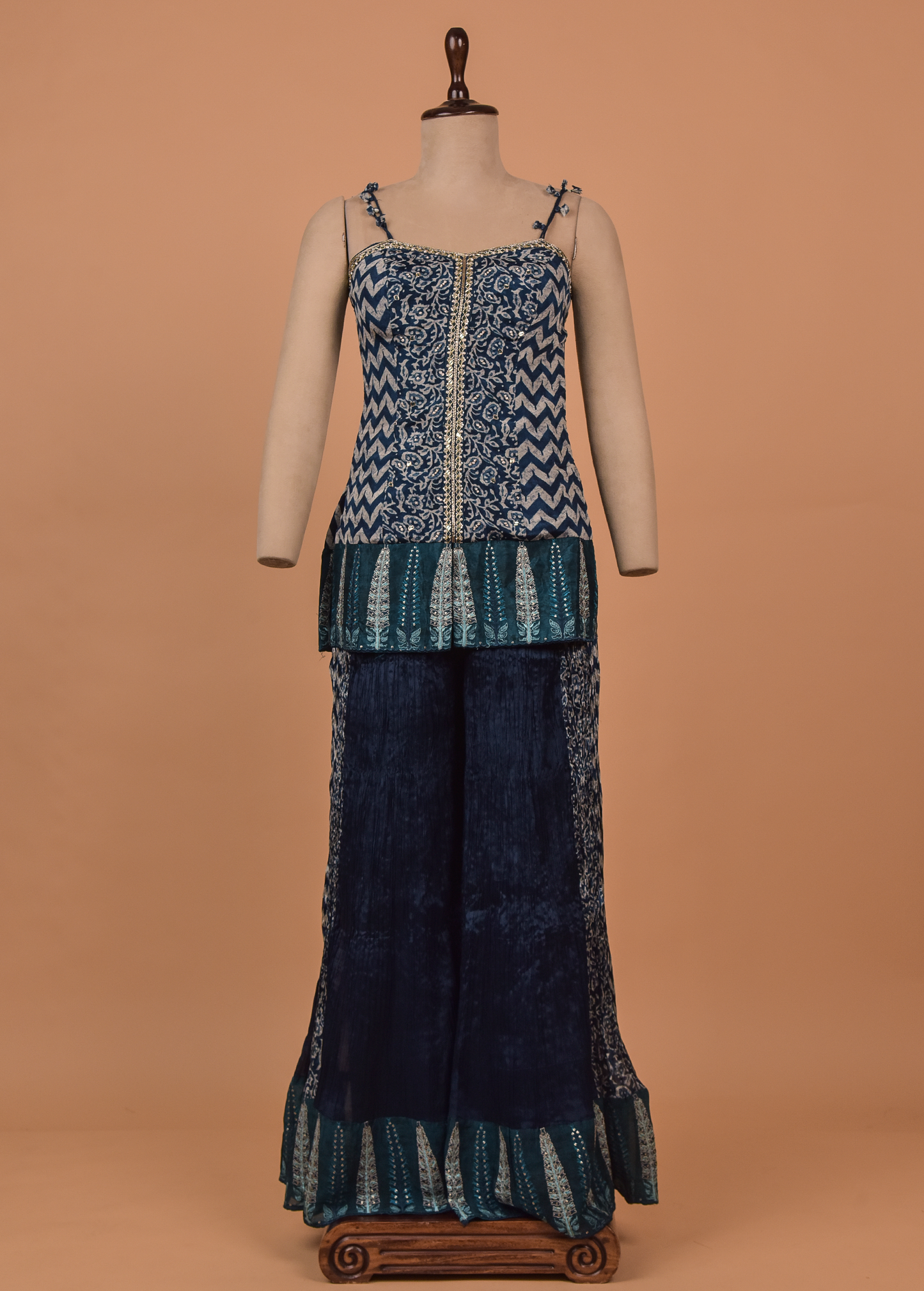 Blue Georgette Sharara Set