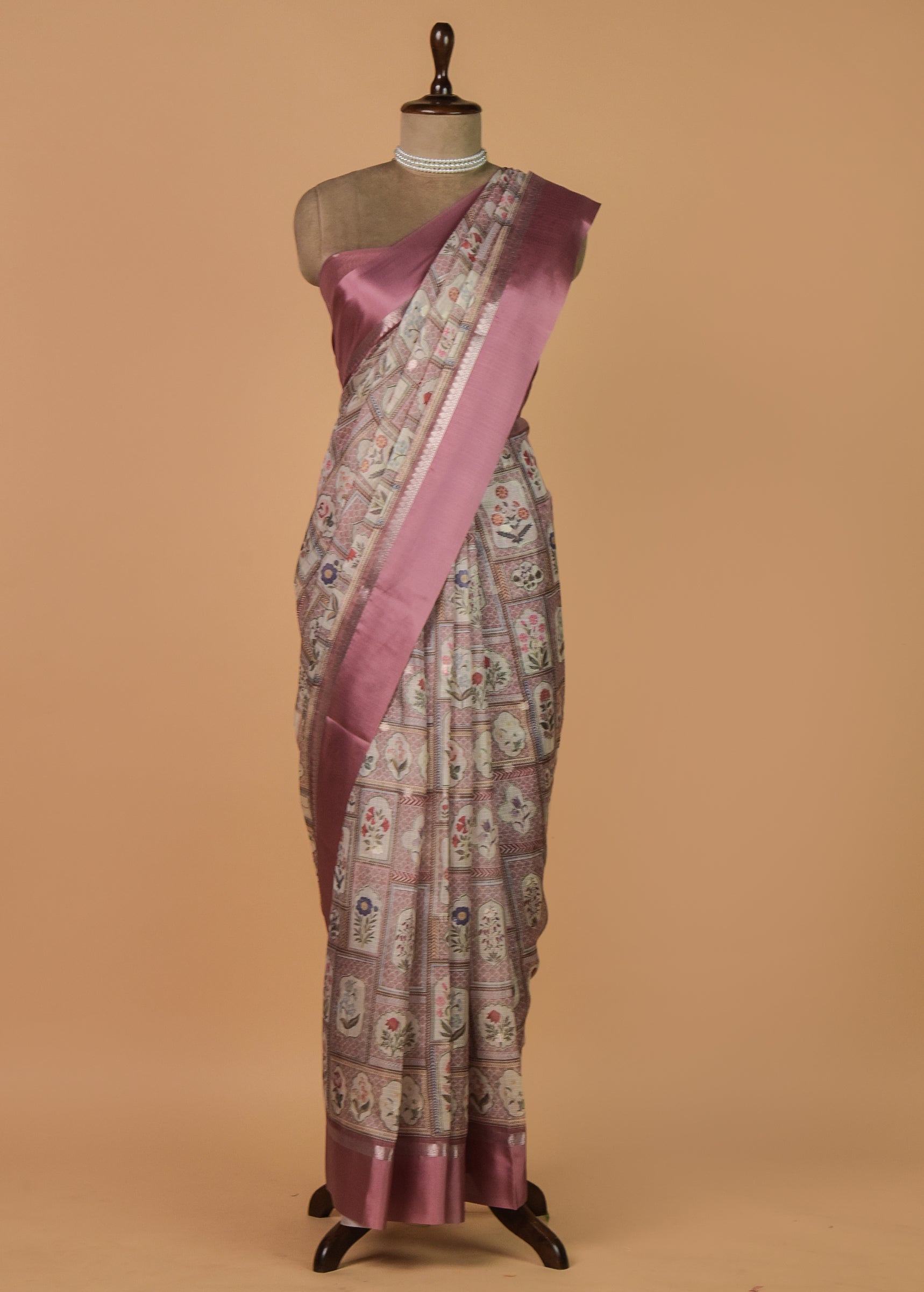 Pink Silk Kota Printed Saree