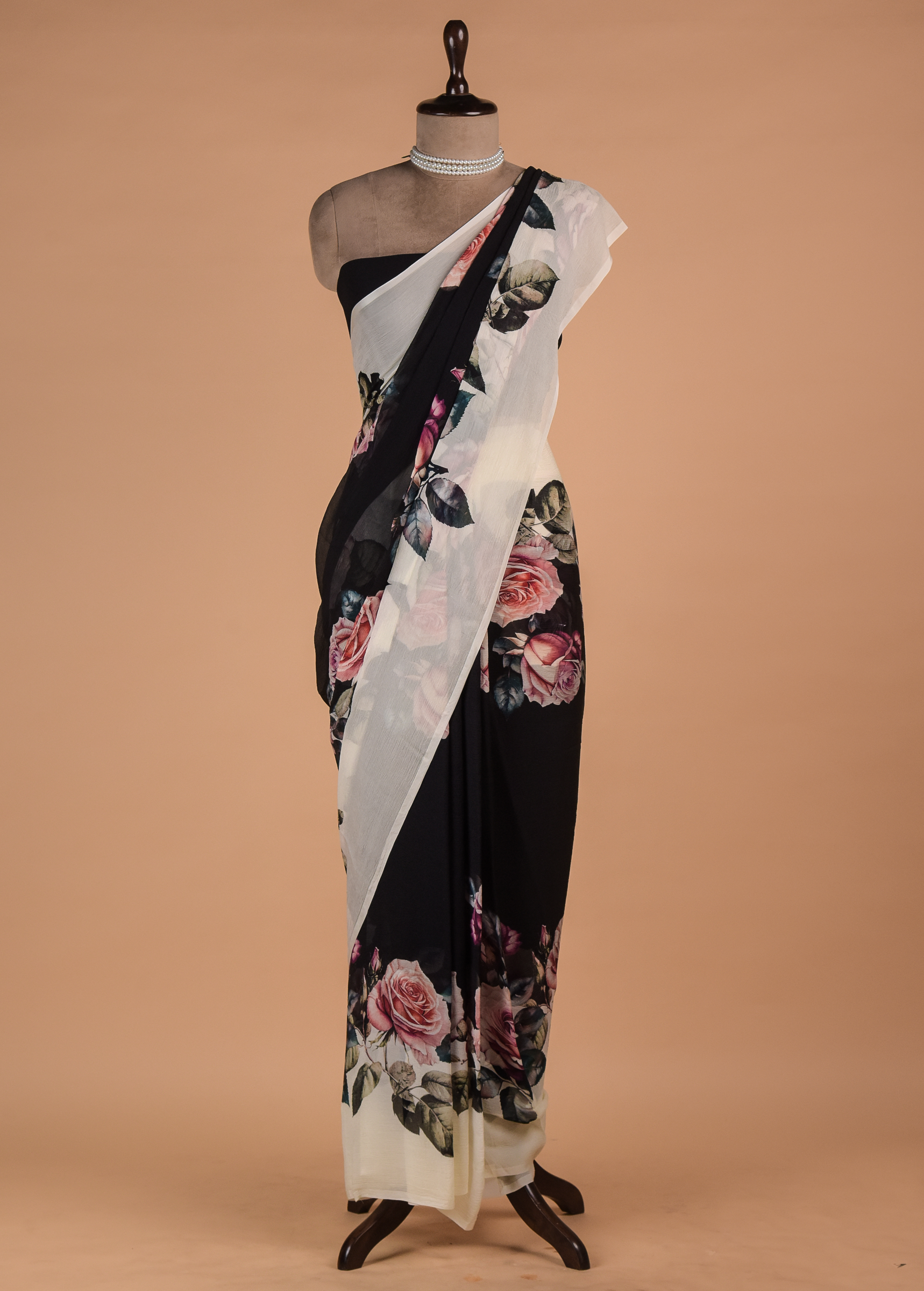 Multicolour Printed Chiffon Saree - Image 3 | Greenways Delhi