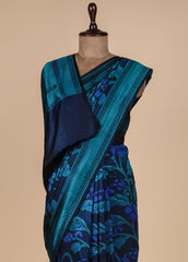 Blue Dupion Silk Banarasi Saree