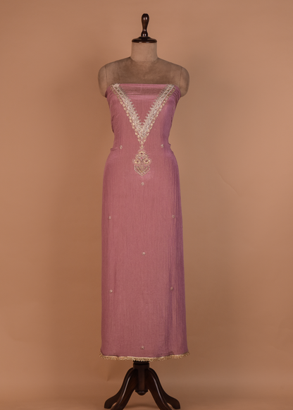 Pink Mushroo Silk Dress Material