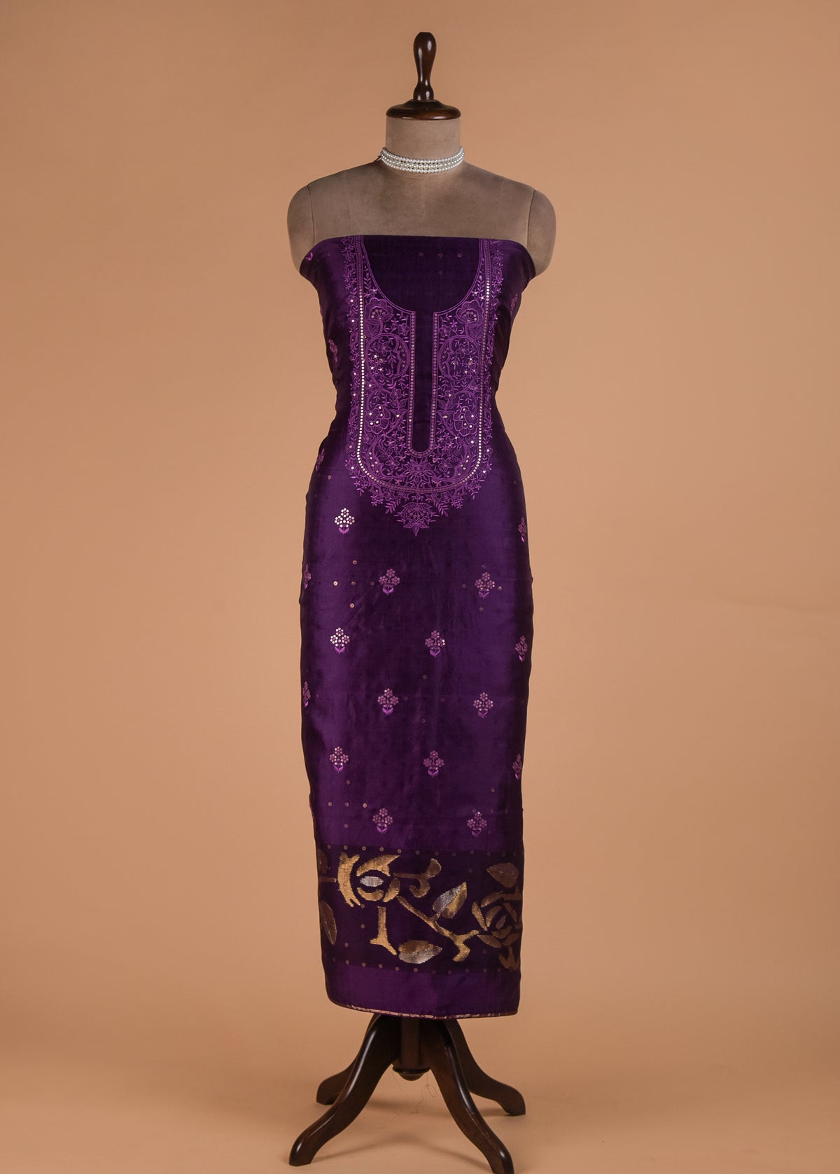 Purple Silk Dress Material