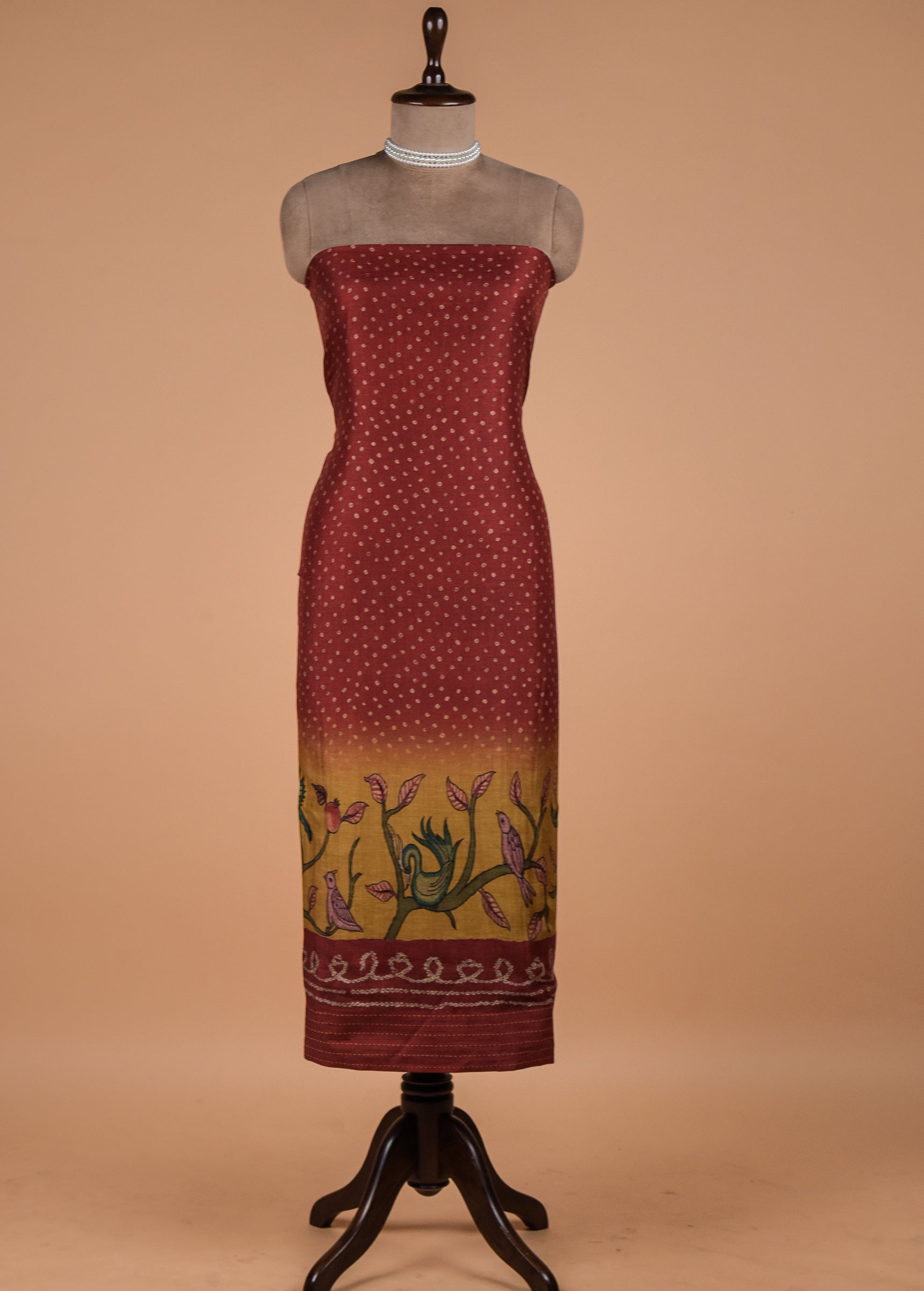 Red Cotton Silk Dress Material