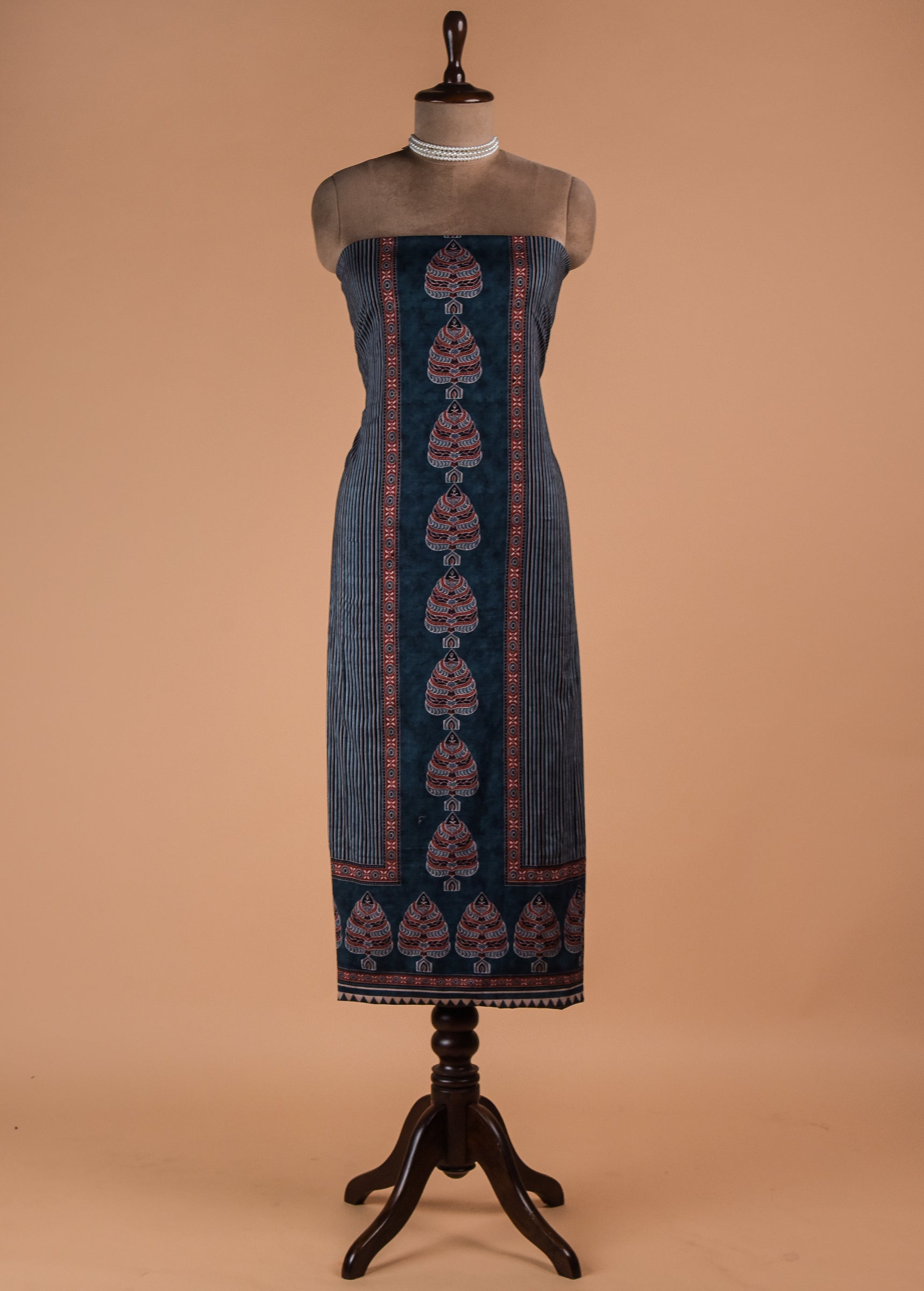 Blue Chanderi Cotton Dress Material