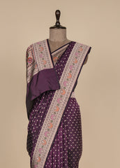 Wine Silk Banarasi Saree