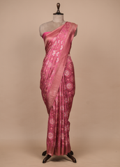 Pink Crepe Silk Banarasi Saree