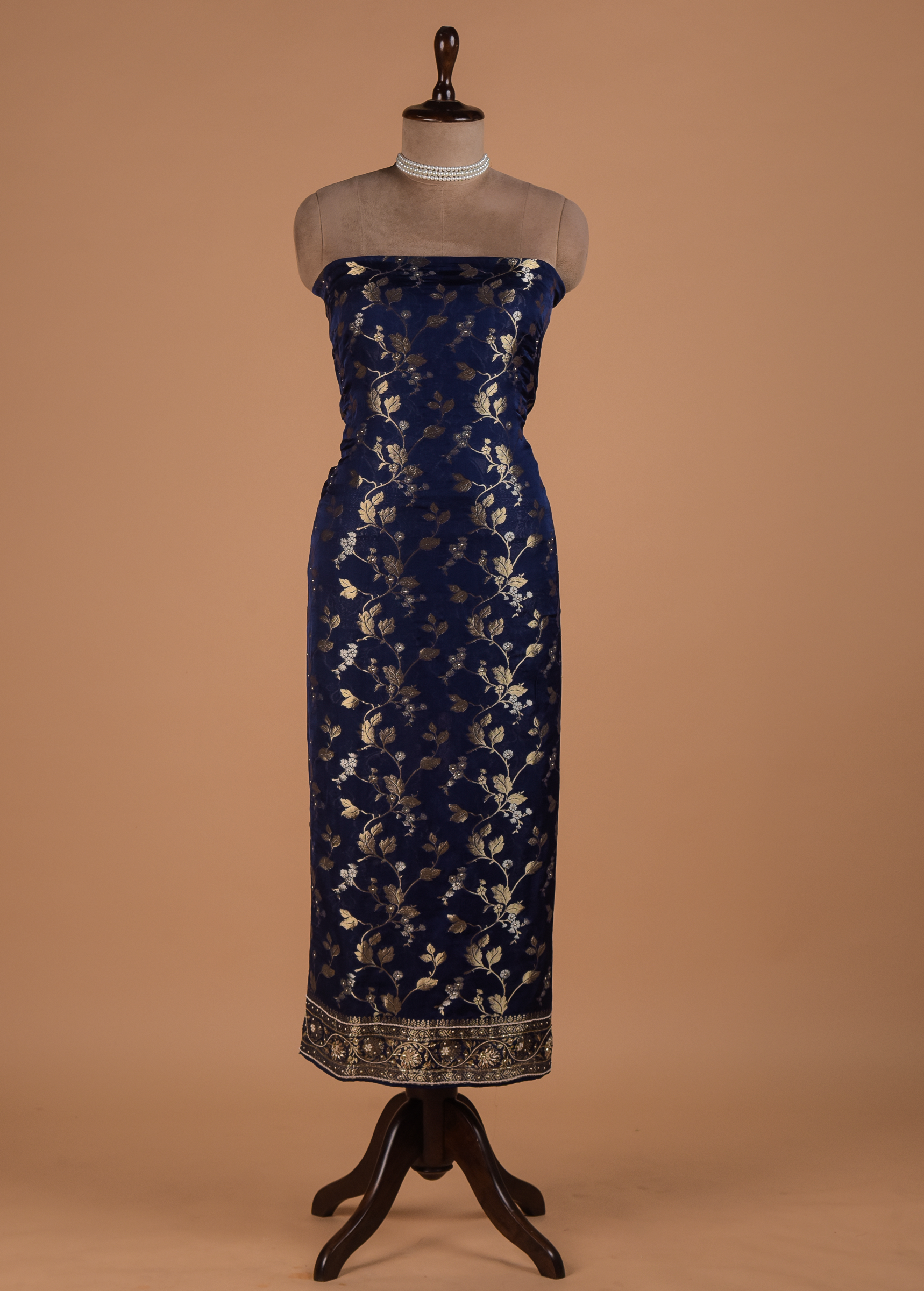 Blue Silk Dress Material - Image 3 | Greenways Delhi