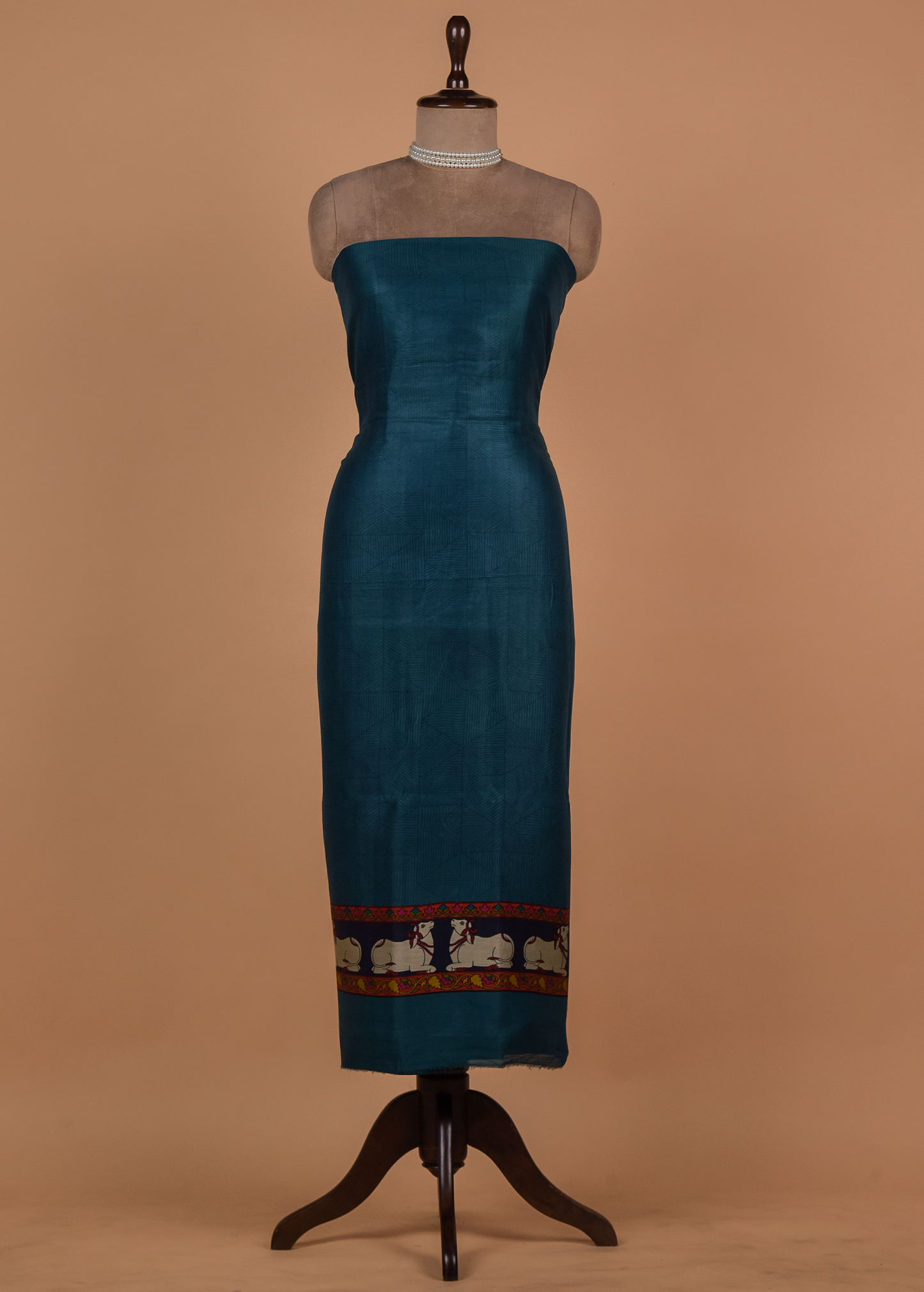 Blue Chanderi Dress Material