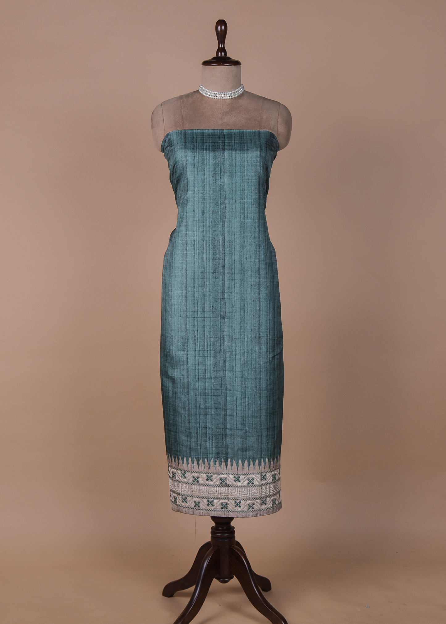 Blue Cotton Tussar Dress Material
