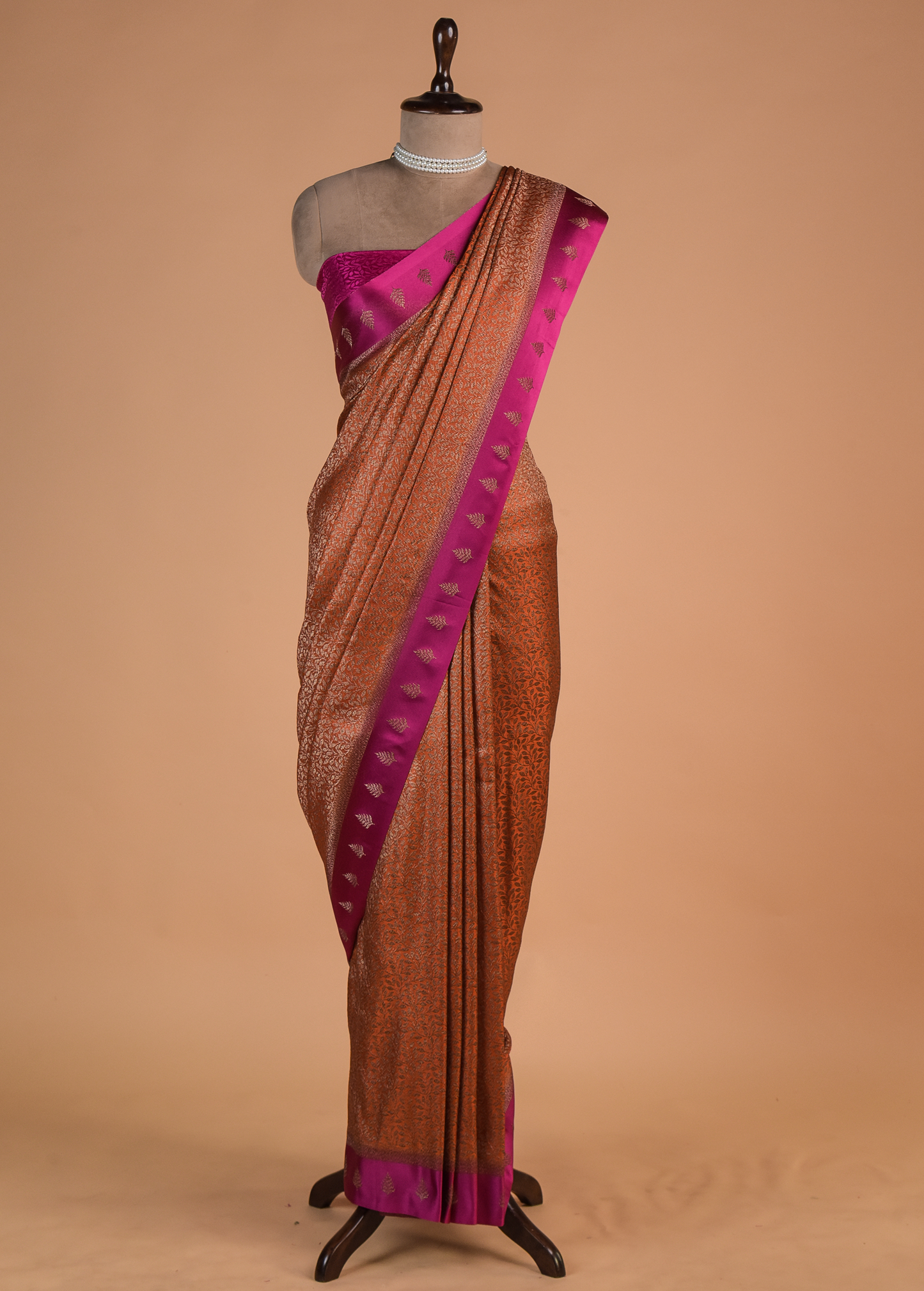 Rust Art Silk Banarasi Saree